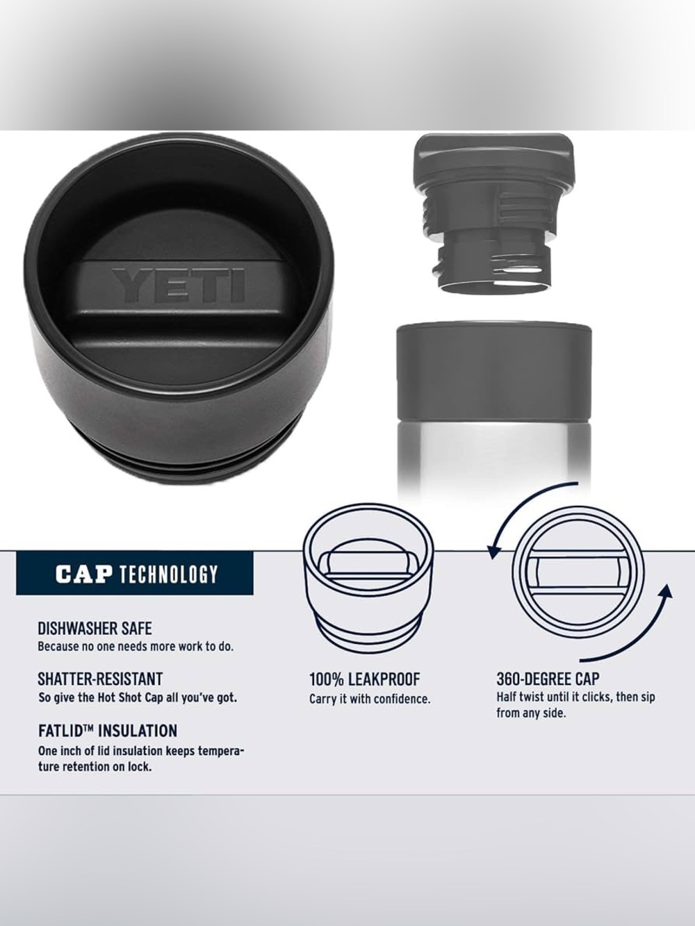 YETI Rambler 18 Oz HotShot Bottle in Charcoal Grey - Picture 4 of 11